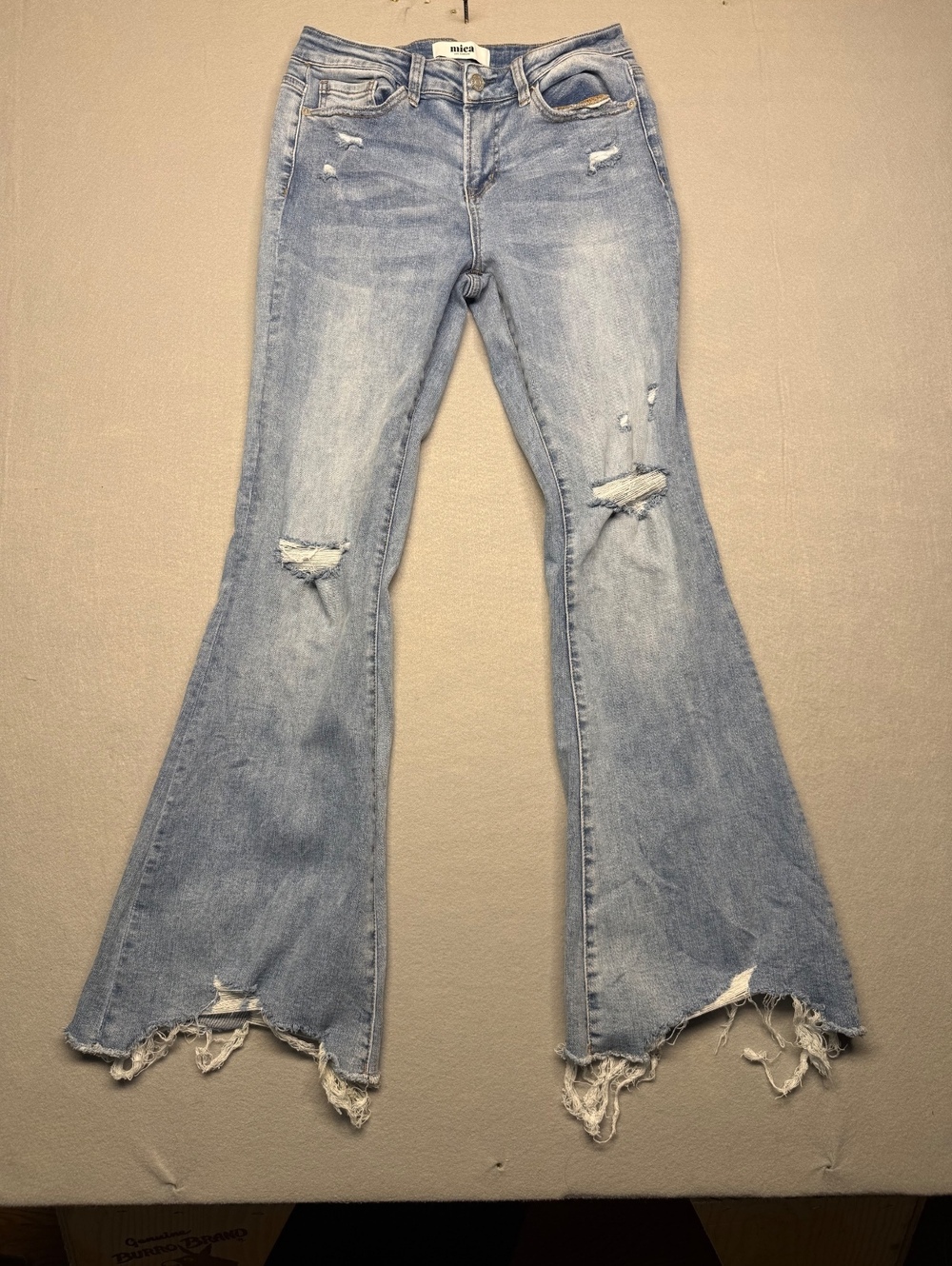Mica Denim Women's 28 High Rise Distressed Flare Jeans